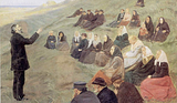 I slutningen af 1800-tallet blev mange af indbyggerne i Skagen præget af den nye, religiøse bevægelse: Indre Mission. Anna Ancher har på dette maleri skildret et missionsmøde (Missionsmøde ved Fyrbakken i Skagen, 1903).